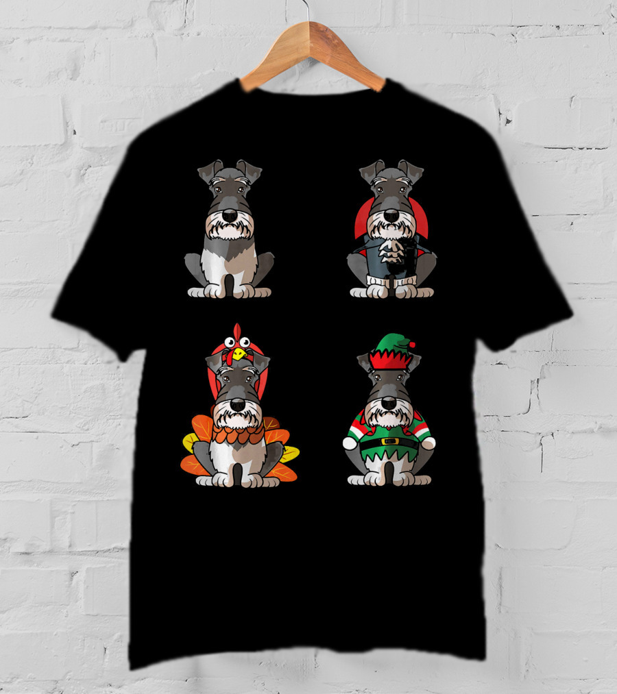 Miniature Schnauzer Seasons Halloween Thanksgiving Christmas Outfits T-Shirt