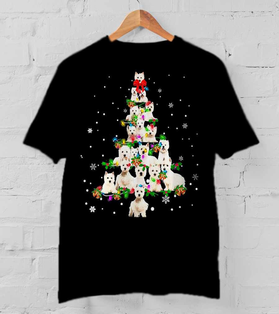 Cute West Highland White Terrier Dogs Christmas Tree T-Shirt