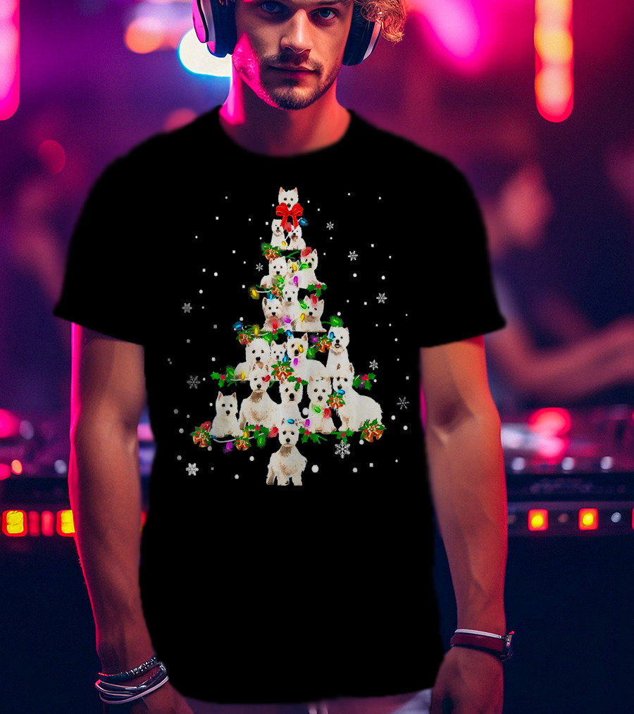 Cute West Highland White Terrier Dogs Christmas Tree T-Shirt