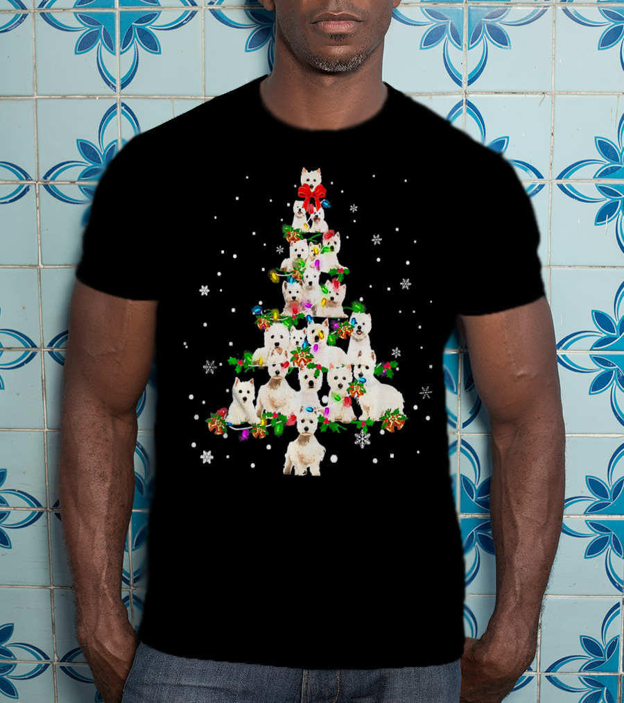 Cute West Highland White Terrier Dogs Christmas Tree T-Shirt