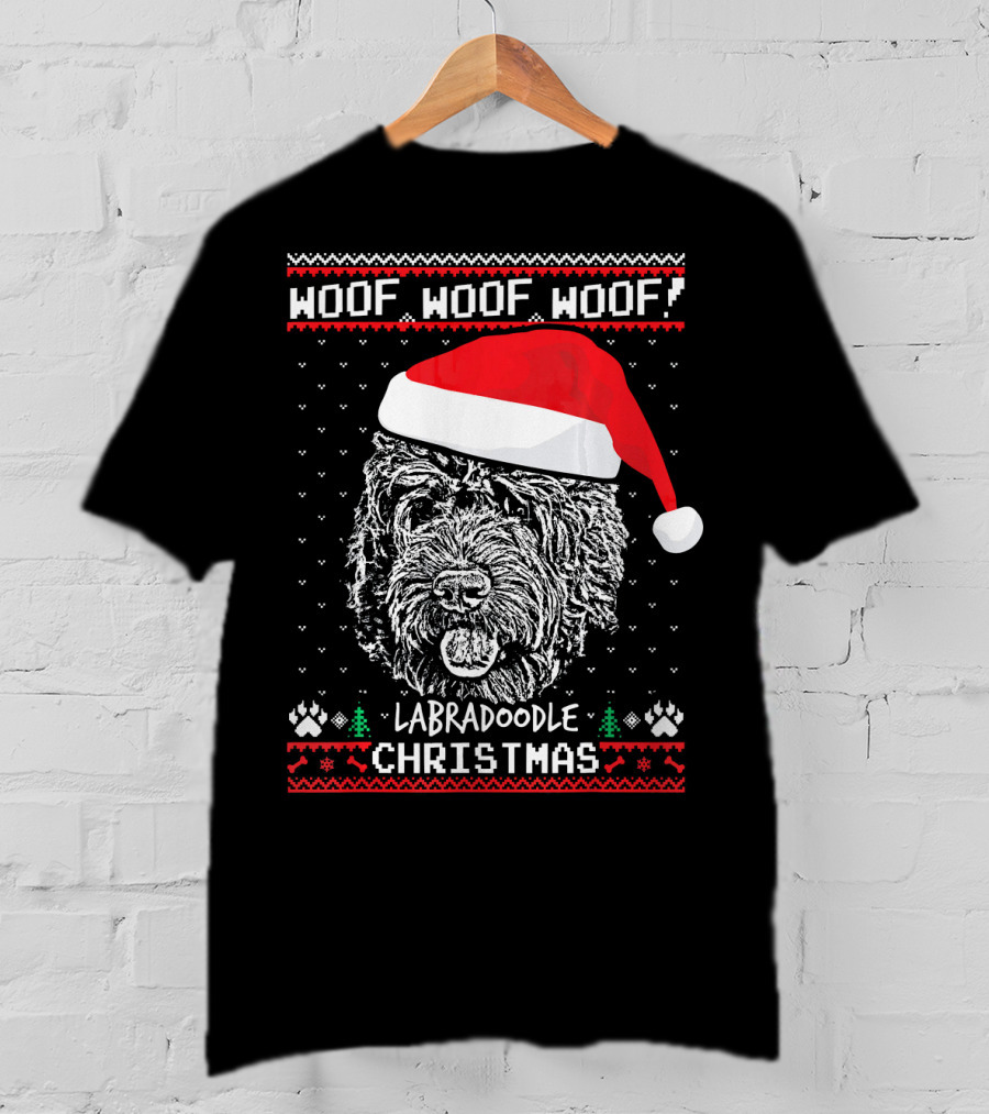 Woof Woof Woof Labradoodle Christmas T-Shirt