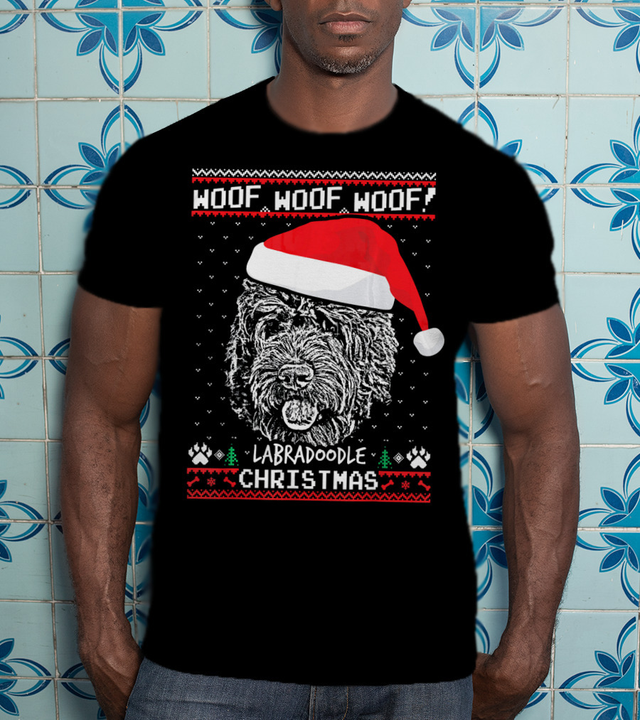 Woof Woof Woof Labradoodle Christmas T-Shirt