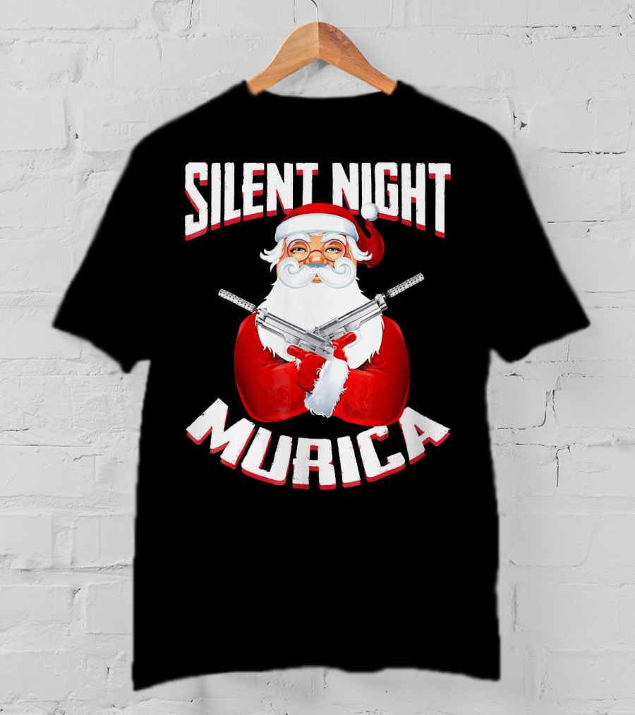 Silent Night Murica Santa With Guns T-Shirt