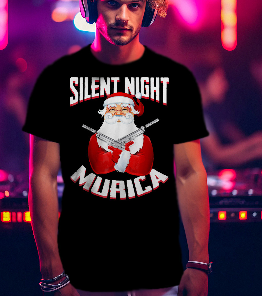 Silent Night Murica Santa With Guns T-Shirt