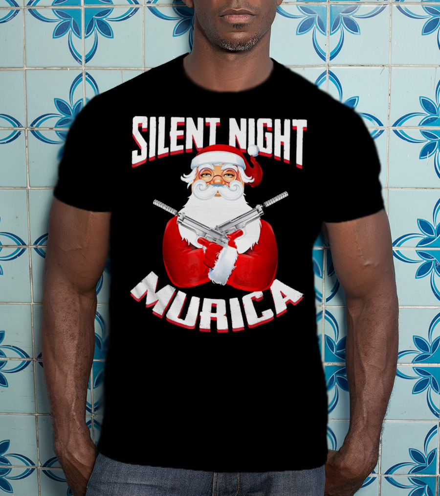 Silent Night Murica Santa With Guns T-Shirt