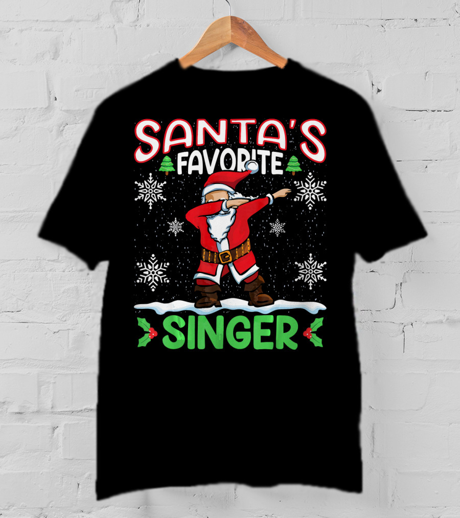 Santa's Favorite Singer Dab Christmas Snowflakes T-Shirt