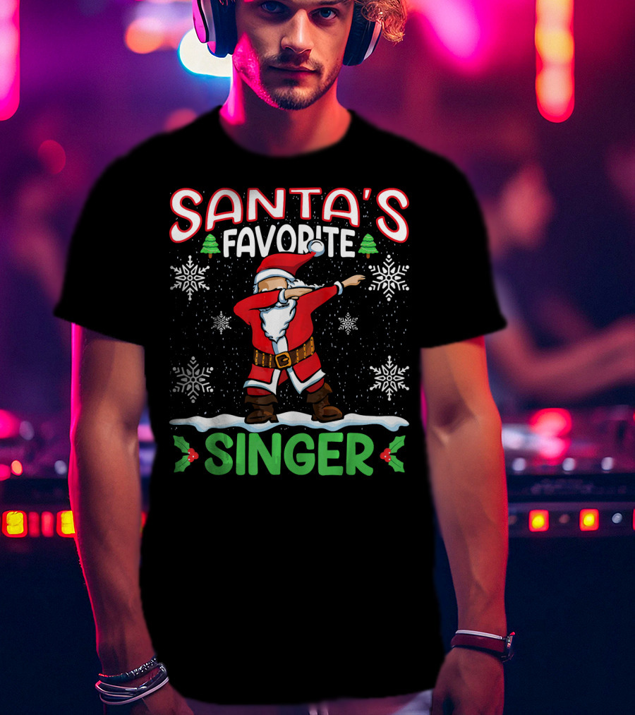 Santa's Favorite Singer Dab Christmas Snowflakes T-Shirt