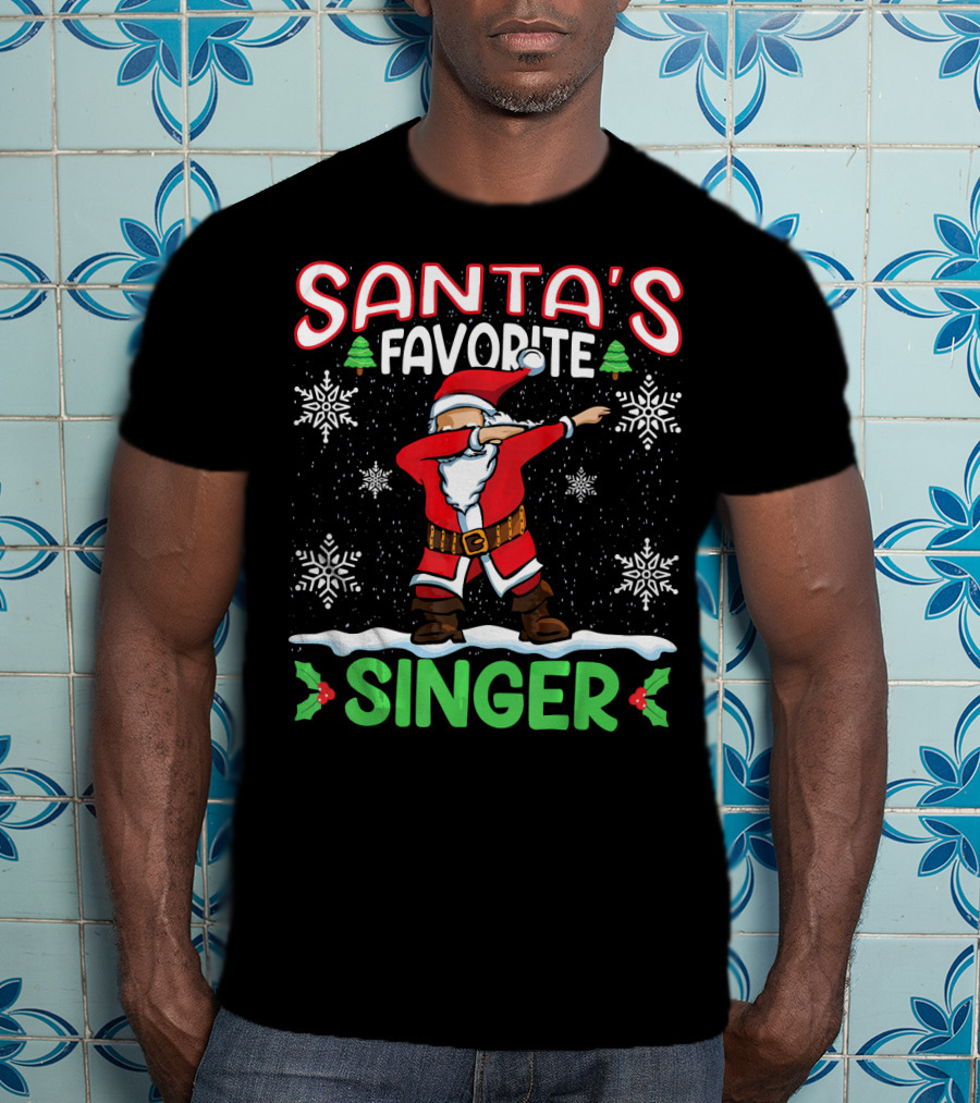 Santa's Favorite Singer Dab Christmas Snowflakes T-Shirt