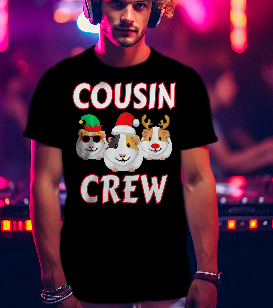 Cousin Crew Guinea Pig Christmas Holiday Reindeer Elves T-Shirt