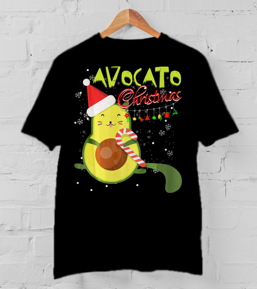 Avocato Christmas Funny Cute Cat Avocado Vegan T-Shirt