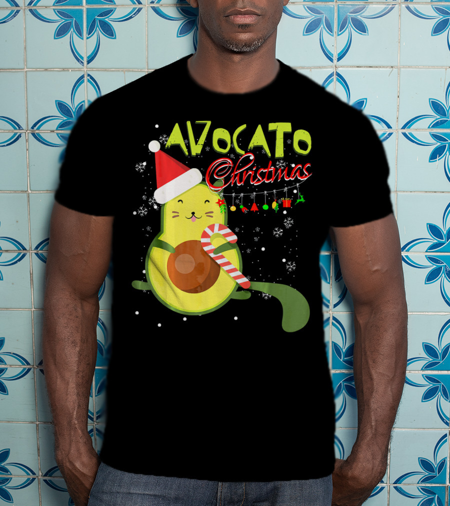 Avocato Christmas Funny Cute Cat Avocado Vegan T-Shirt