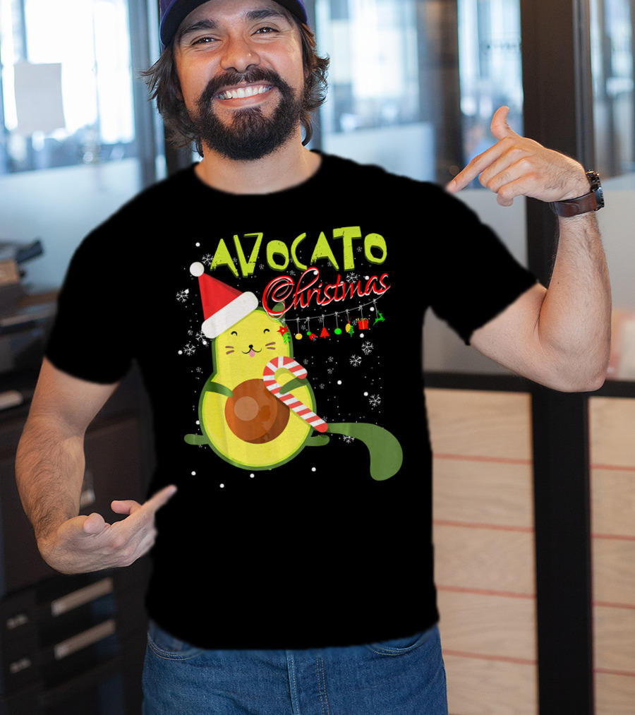 Avocato Christmas Funny Cute Cat Avocado Vegan T-Shirt