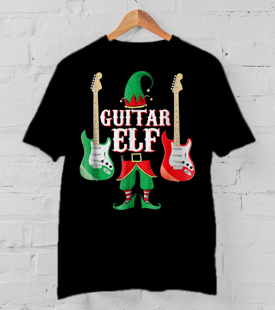 Guitar Elf With Red And Green Electric Guitars T-Shirt
