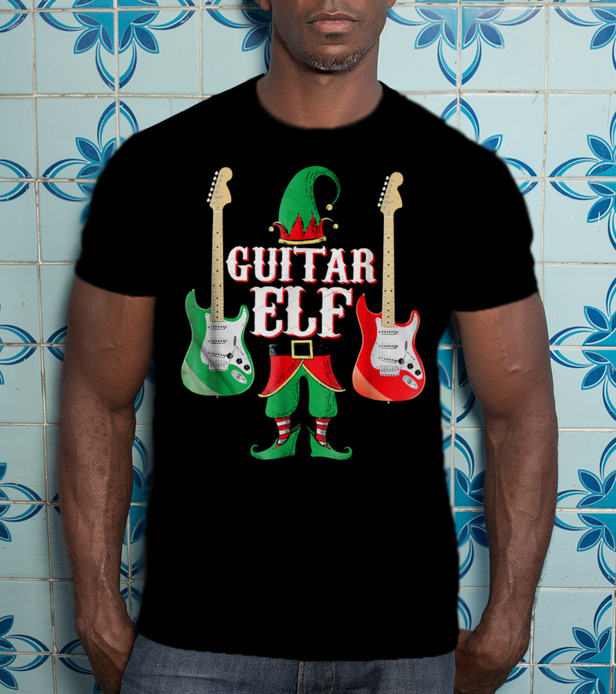Guitar Elf With Red And Green Electric Guitars T-Shirt