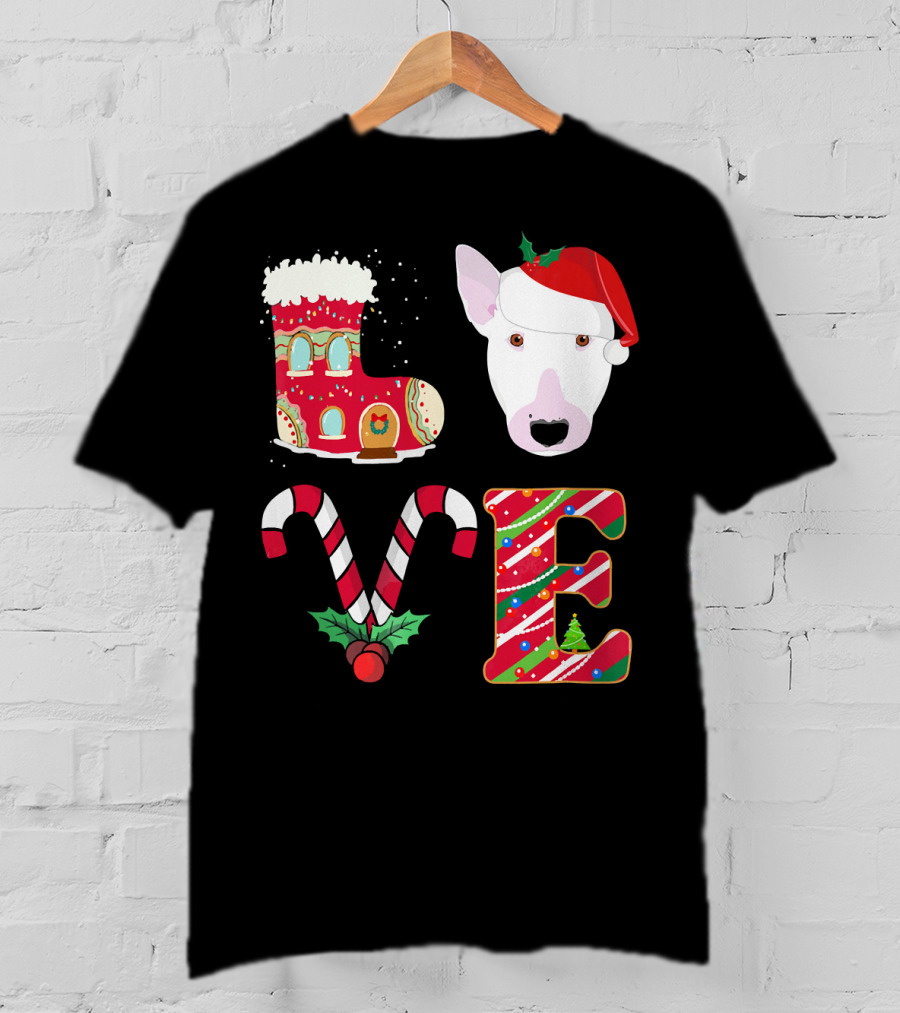 I Love My Bull Terrier Holiday Christmas T-Shirt