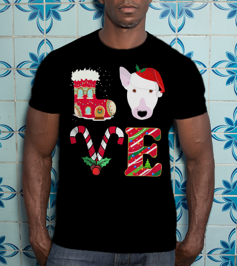 I Love My Bull Terrier Holiday Christmas T-Shirt