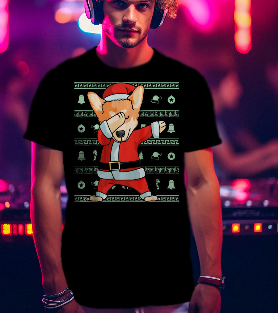 Corgi Santa Dabbing Christmas T-Shirt