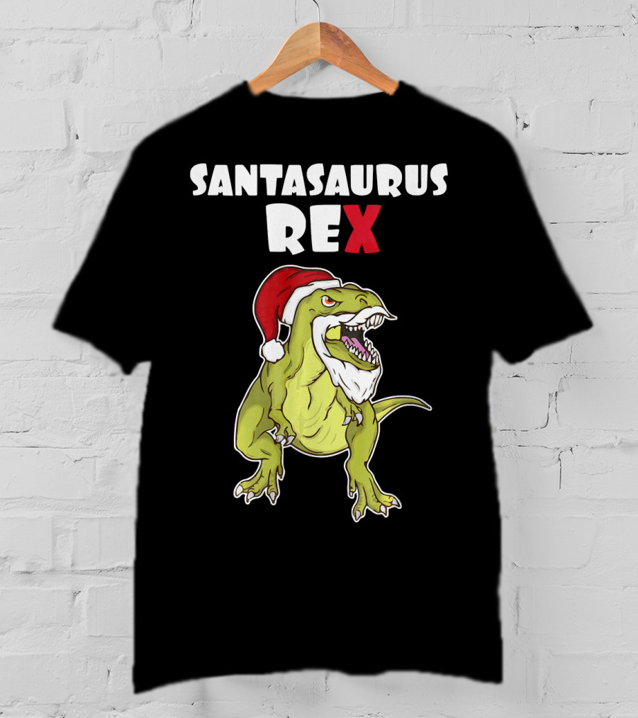 Santasaurus Rex Christmas Dinosaur Santa T-Shirt