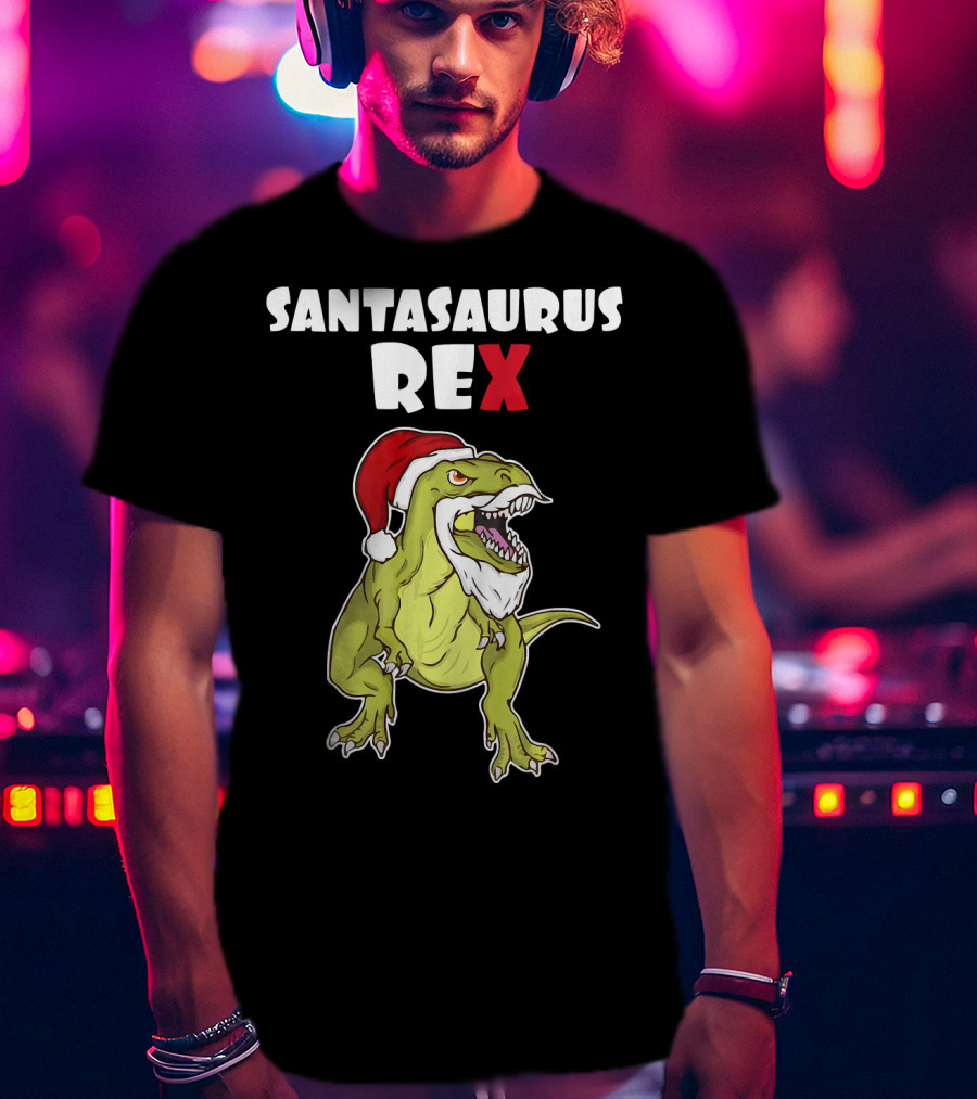 Santasaurus Rex Christmas Dinosaur Santa T-Shirt