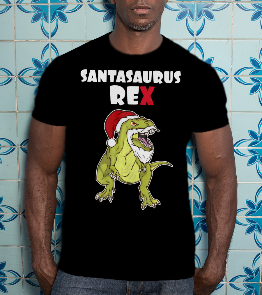 Santasaurus Rex Christmas Dinosaur Santa T-Shirt