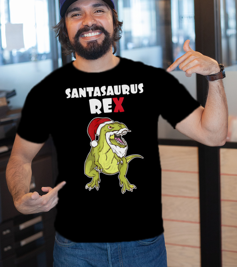 Santasaurus Rex Christmas Dinosaur Santa T-Shirt