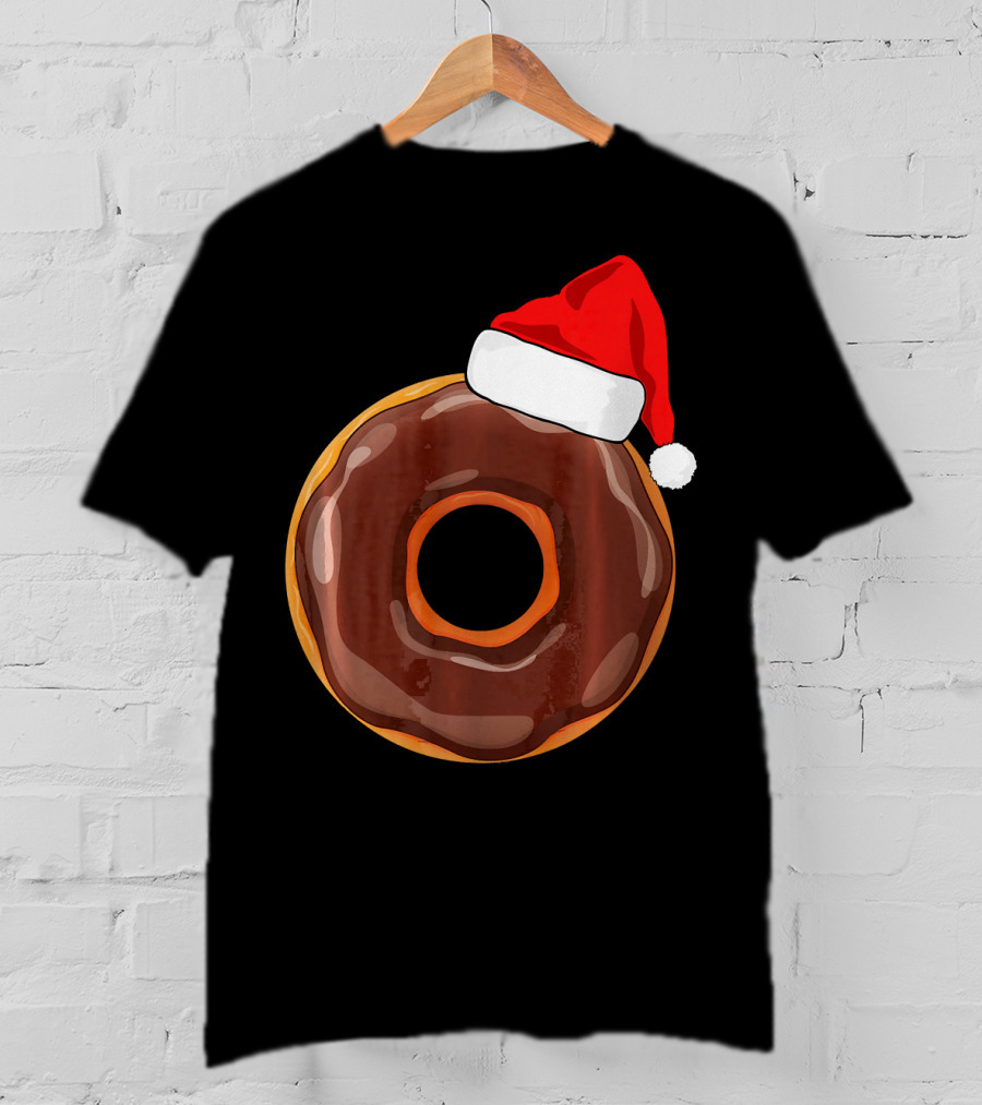 Chocolate Donut Santa Hat Matching Chris Christmas T-Shirt