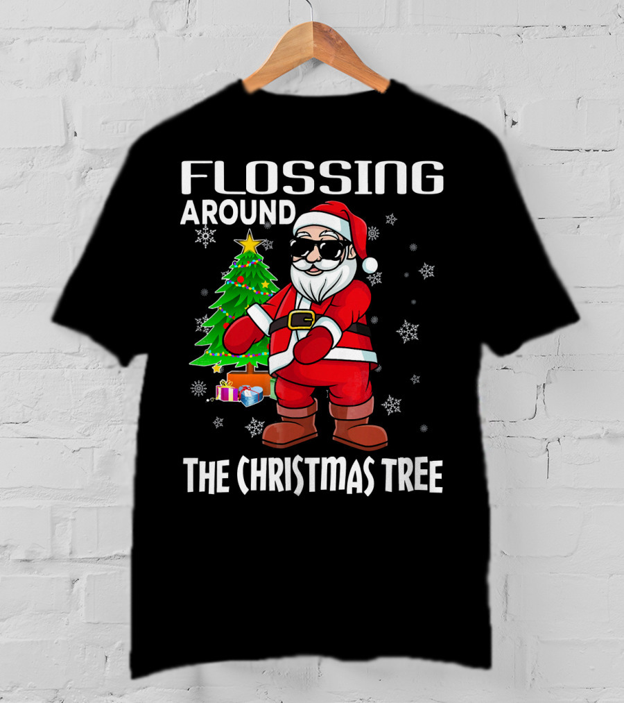 Flossing Around The Christmas Tree Santa Dance T-Shirt