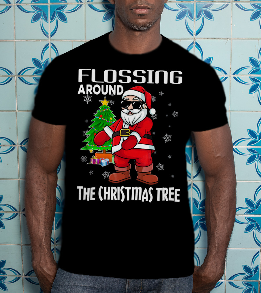 Flossing Around The Christmas Tree Santa Dance T-Shirt