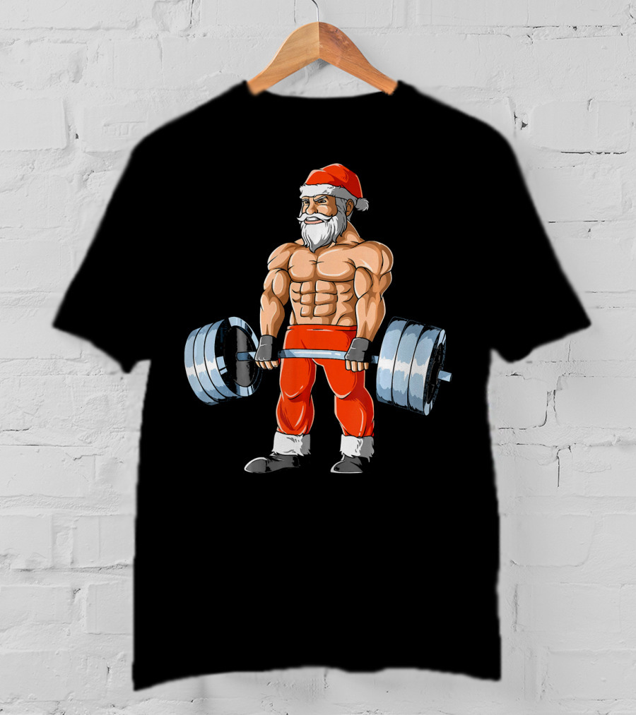 Weightlifting Santa Christmas Deadlift Fitness Santa Claus T-Shirt