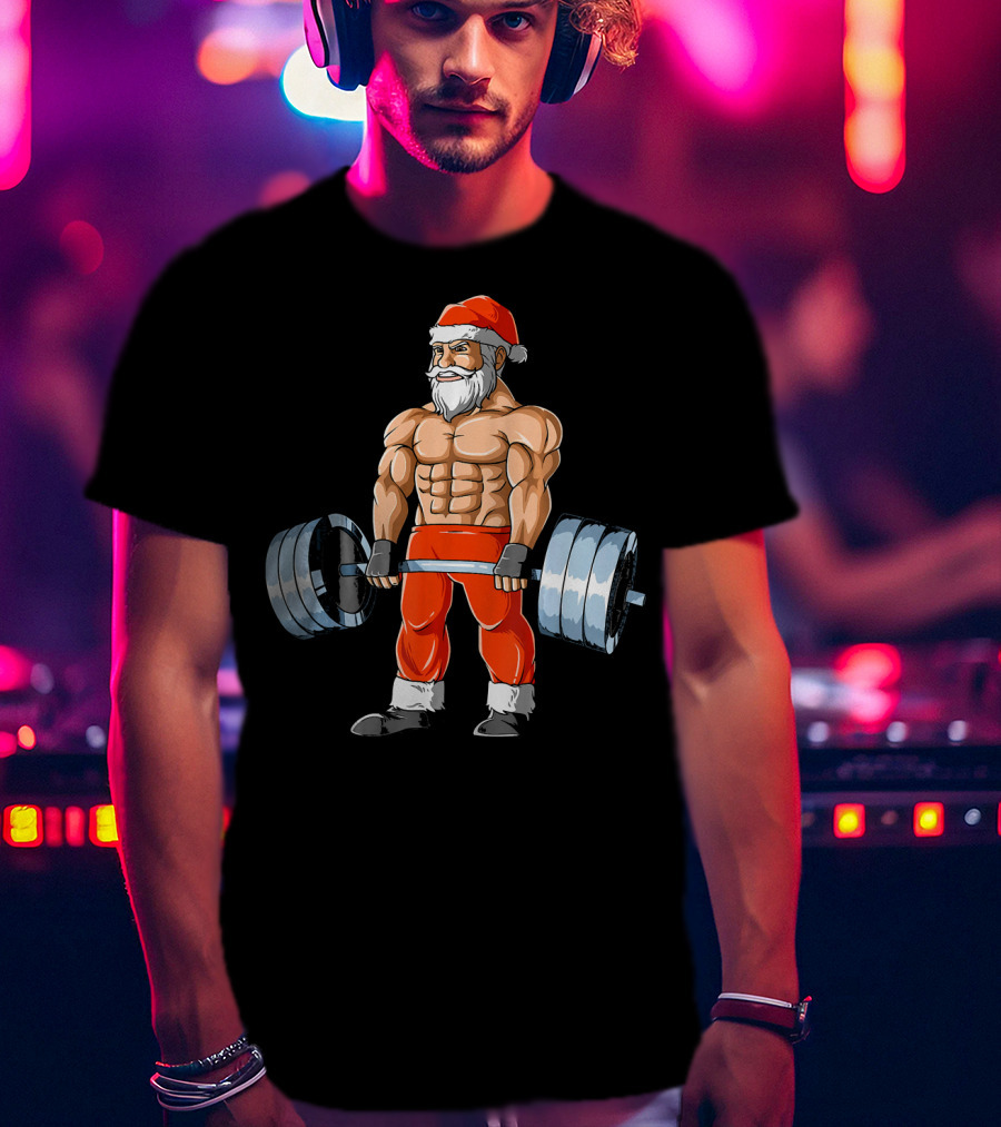 Weightlifting Santa Christmas Deadlift Fitness Santa Claus T-Shirt