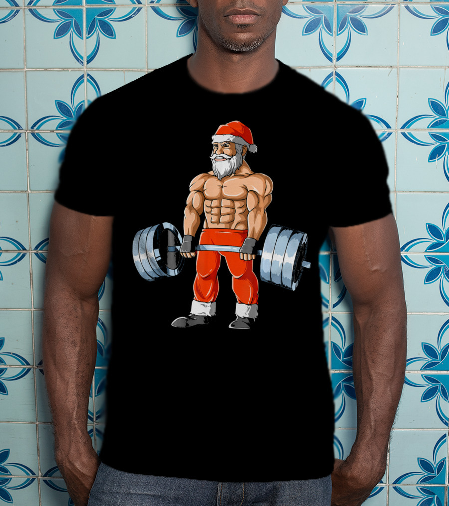Weightlifting Santa Christmas Deadlift Fitness Santa Claus T-Shirt