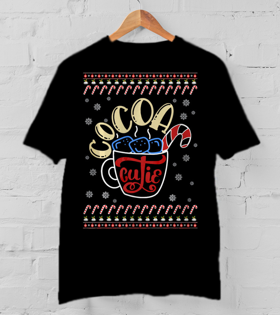 Cocoa Cutie Candy Cane Christmas Snowflakes T-Shirt