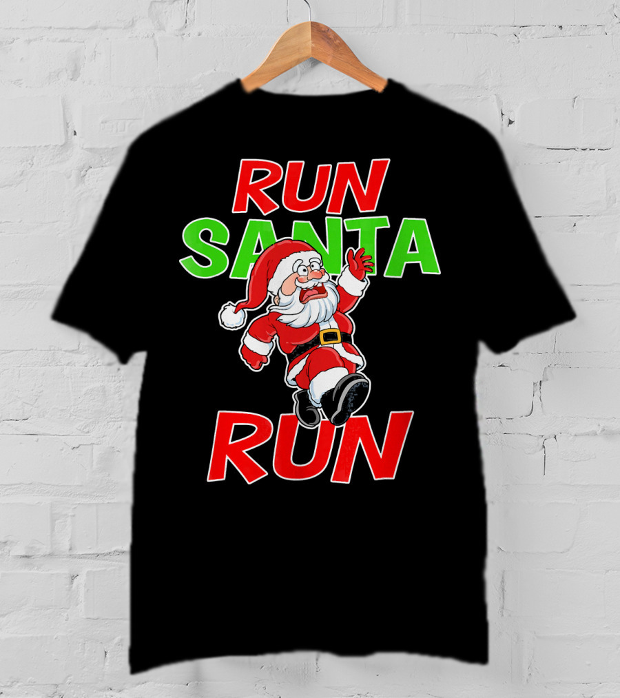 Run Santa Run Christmas Running Santa T-Shirt