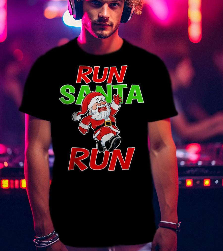 Run Santa Run Christmas Running Santa T-Shirt