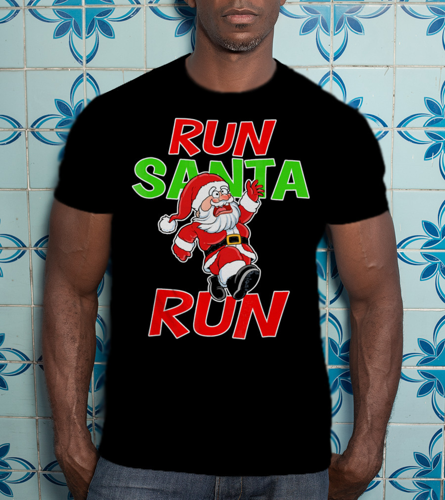 Run Santa Run Christmas Running Santa T-Shirt