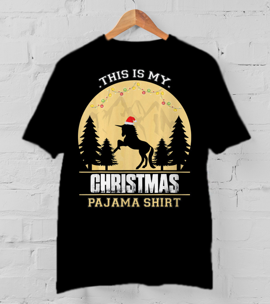 This Is My Christmas Pajama Shirt Santa Unicorn T-Shirt