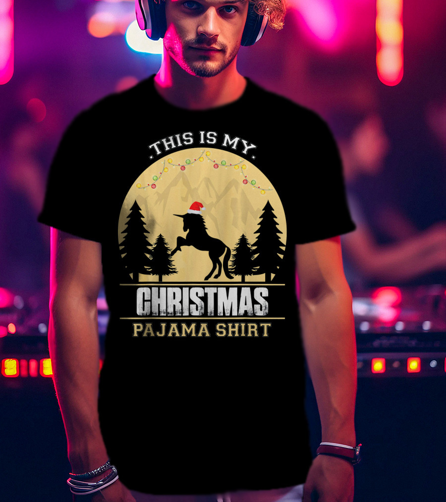 This Is My Christmas Pajama Shirt Santa Unicorn T-Shirt