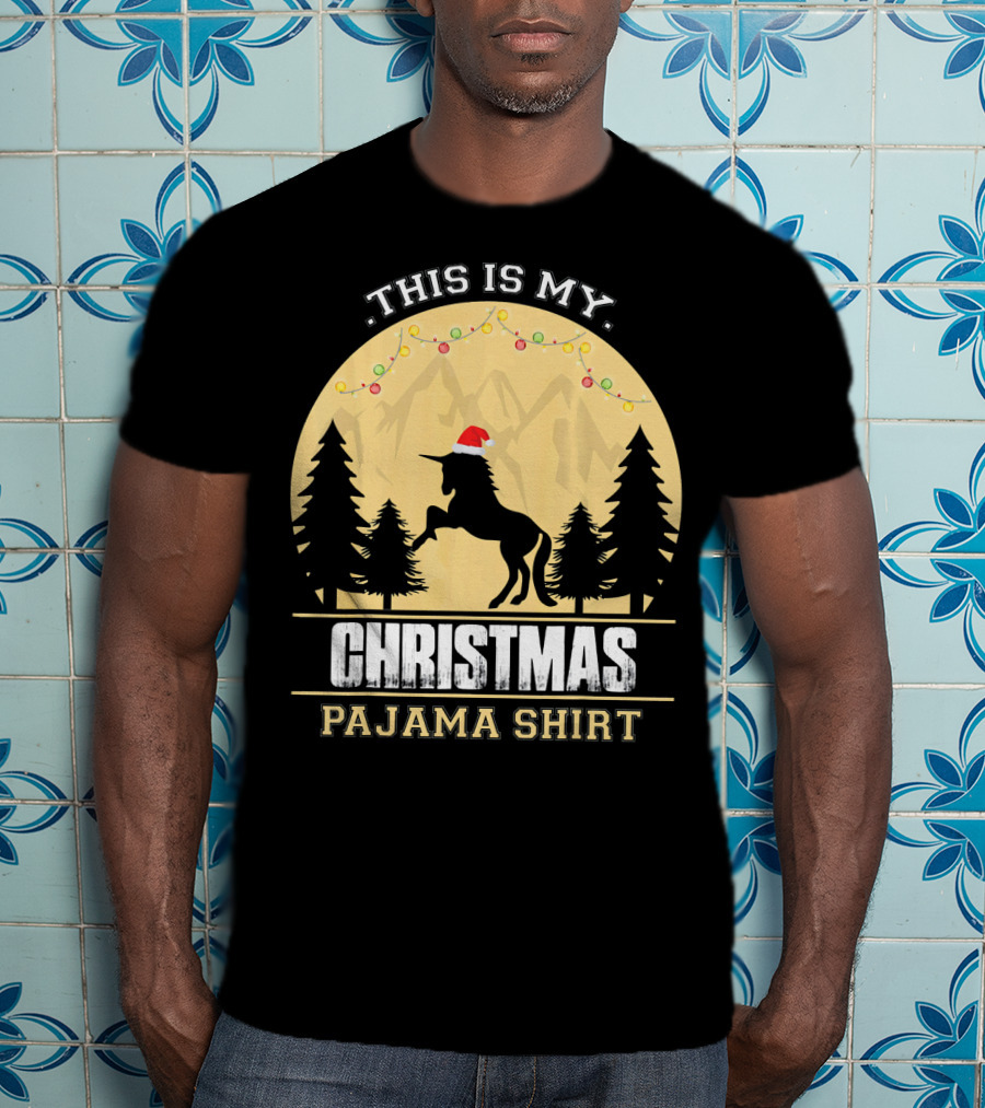 This Is My Christmas Pajama Shirt Santa Unicorn T-Shirt
