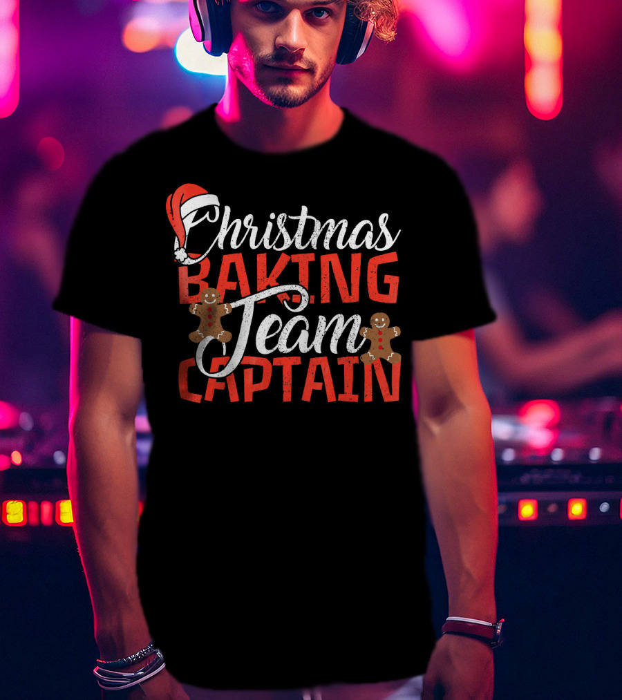 Christmas Baking Team Captain Gingerbread Santa Holiday T-Shirt