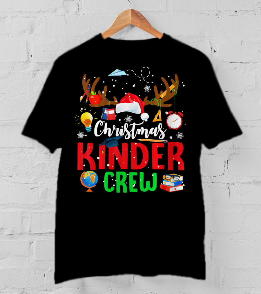 Christmas Kinder Crew Reindeer Holiday School Fun T-Shirt