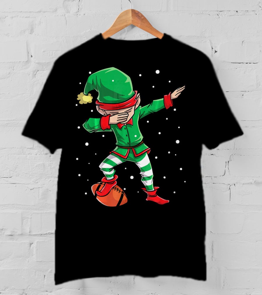 Dabbing Elf Christmas Football Holiday Fun T-Shirt