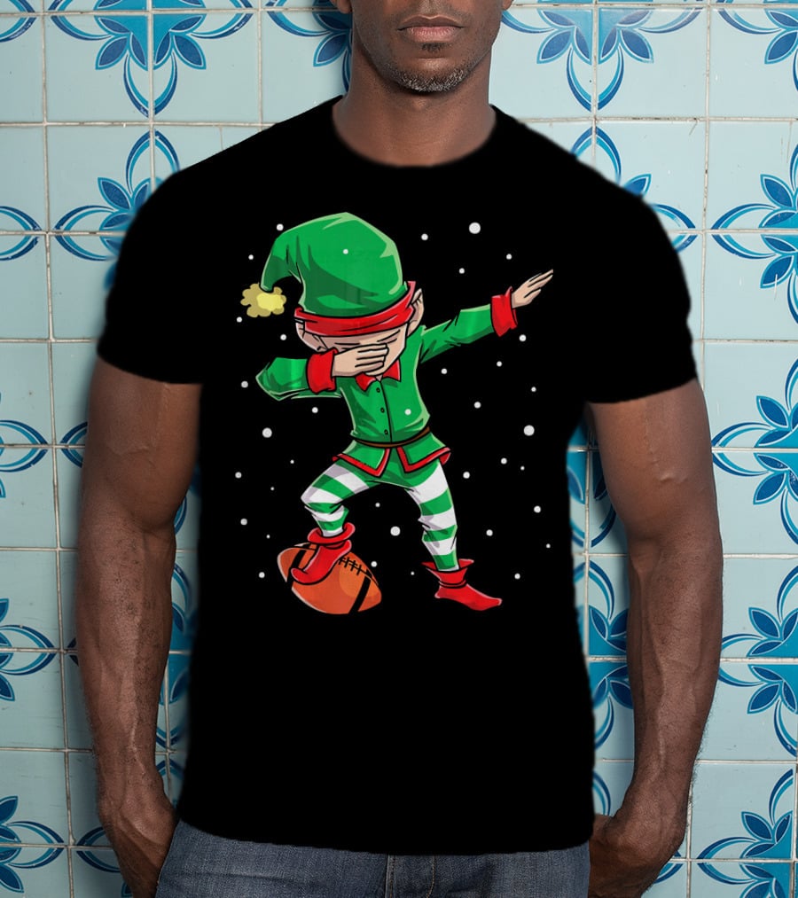 Dabbing Elf Christmas Football Holiday Fun T-Shirt