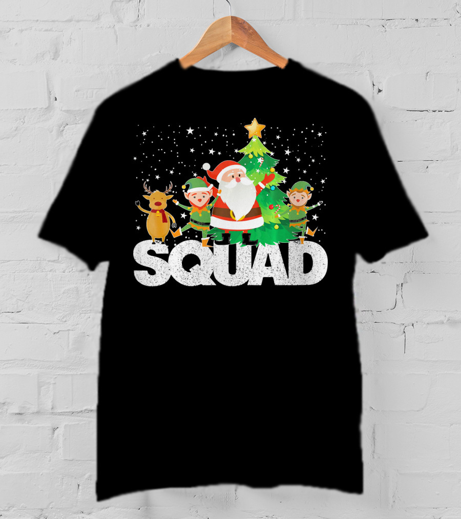 Santa Elf Reindeer Squad Christmas Tree T-Shirt