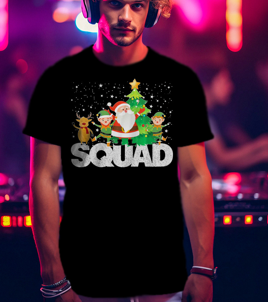 Santa Elf Reindeer Squad Christmas Tree T-Shirt