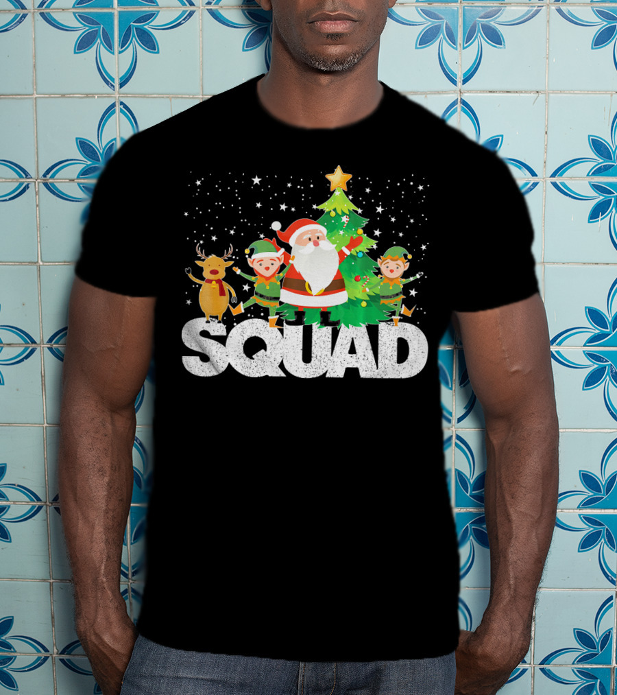 Santa Elf Reindeer Squad Christmas Tree T-Shirt