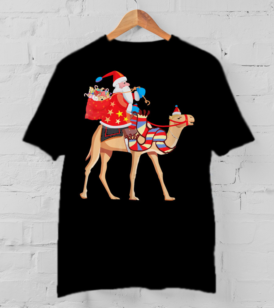 Santa Riding Camel Festive Christmas Adventure T-Shirt
