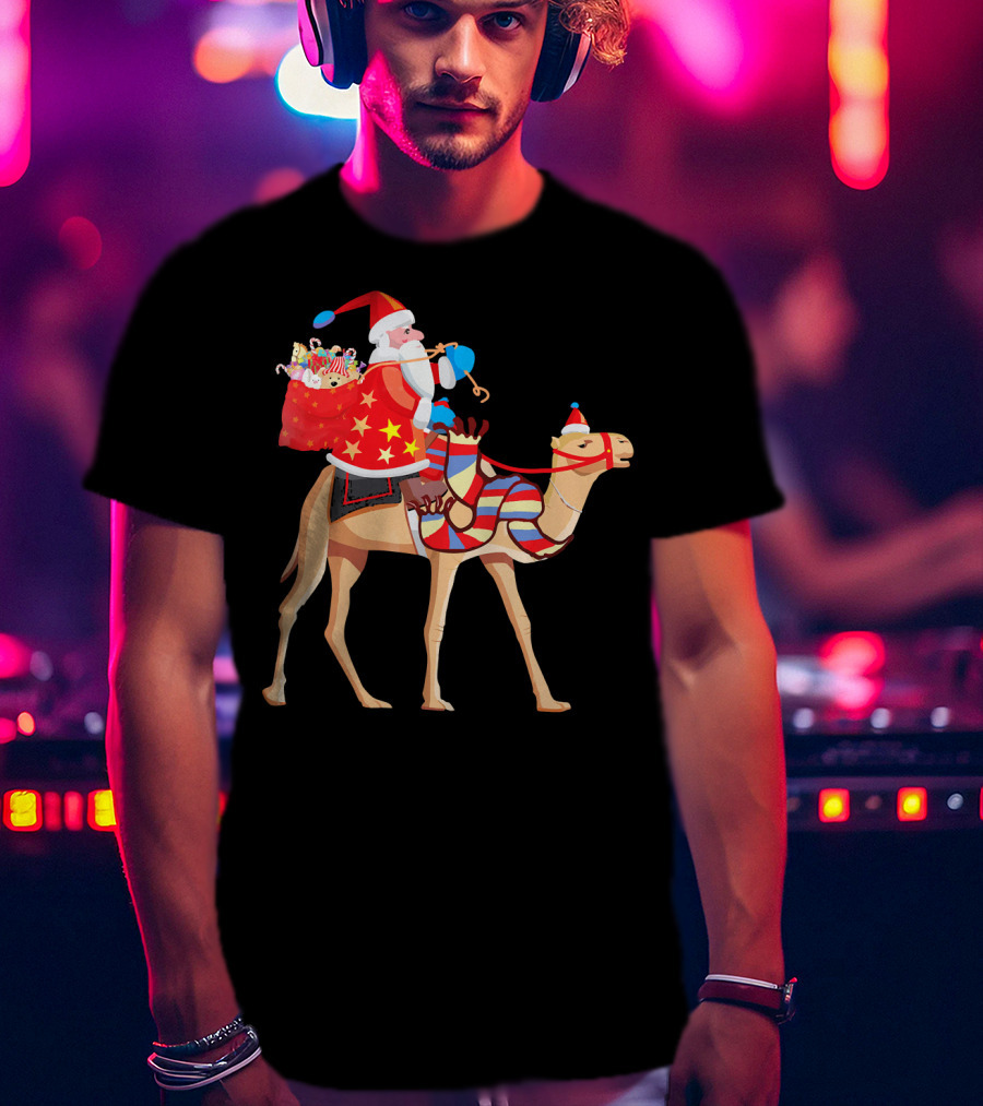 Santa Riding Camel Festive Christmas Adventure T-Shirt