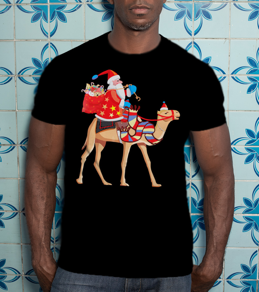 Santa Riding Camel Festive Christmas Adventure T-Shirt