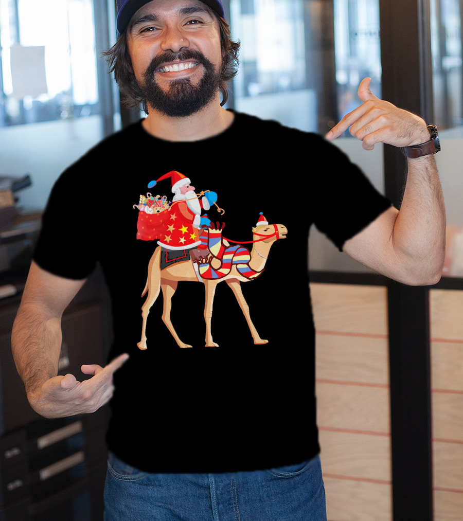 Santa Riding Camel Festive Christmas Adventure T-Shirt