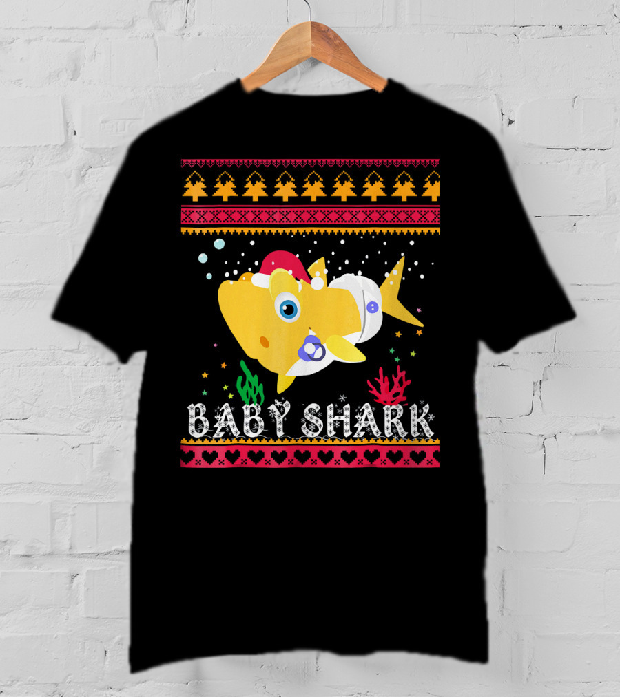 Baby Shark Santa Hat Christmas T-Shirt
